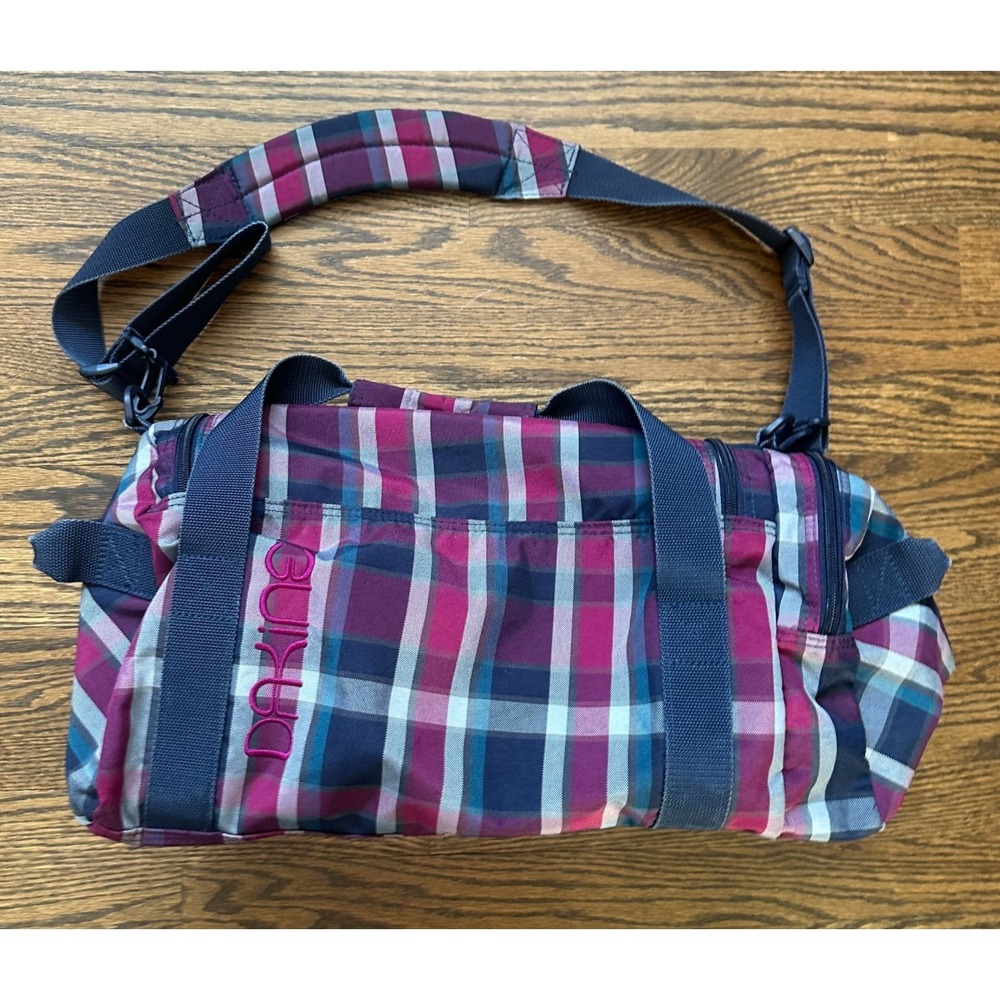 Dakine EQ Duffle Bag 51L Navy Blue Fuchsia Plaid Ripstop Travel Gym Bag Medium